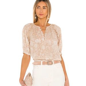 Revolve Cleobella Raimi Blouse in Tonal Block Beige Size Small